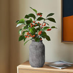 Rustic Ceramic Flower Vase, 9 inch Terracotta Farmhouse Pottery Vase for Home Decor, Farmhouse Decor, Living Room, Shelf, Office, Table Decoration