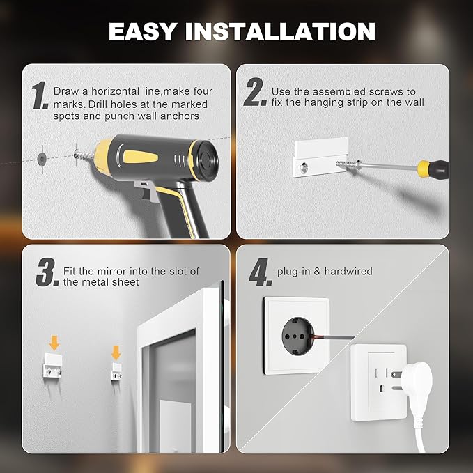 Hasipu LED Bathroom Mirror with Lights, 71" x 36" Hollywood Wall-Mounted Bathroom Mirror with 30 Dimmable Bulbs, 3 Colors Modes, Touch Control, Anti-Fog, Memory Function, Shatter-Proof, ETL Listed