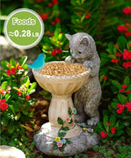 Nacome Solar Cat Birdbath Garden Decor: Outdoor Statues Ornaments for Outside Decorations Yard Art Lawn Porch Patio Balcony - Birthday Gifts Choice for Mom Grandma Women Lover