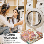 Boho Throw Blanket for Bed - 100% Pure Cotton Ultra Soft Rustic Quilt - Farmhouse Decor Bed Blankets, All Season Rustic Throw for Sofa Couch Chair(91''x 98'', Floral Blossom)