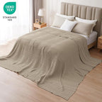 PHF 100% Cotton Waffle Blanket Oversized King 120"x120", Lightweight Breathable Extra Large 10'x10' Summer Blankets for Bed, Giant Big Luxury Aesthetic Woven Bedding for Home Decor, Simply Taupe