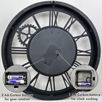 The B-Style Large Wall Clock 24 inch Moving Gear Wall Clock Oversized Vintage Farmhouse Wall Clocks for Living Room Decor Rustic Industrial Wood Clock (Black walunt Wood and Bronze)