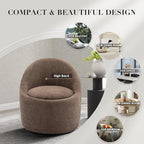 COLAMY Modern Swivel Accent Chair with Hidden Storage, 360° Barrel Swivel Chair, Small Swivel Armchair for Living Room/Bedroom, Brown