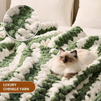 L'AGRATY Chunky Knit Blanket Throw: 60''x80'' Chenille Chunky Knitted Throw Blankets for Twin Bed Couch - Handmade Thick Cable Knit Blanket - Large Crochet Rope Blankets for Home Decor