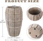 Briful Rustic Terracotta Flower Vase for Home Decor 12" Brown Farmhouse Textured Barrel-Style Ceramic Vase Vintage Handcrafted Gridded Design for Faux & Dried Flowers Living Room Table Centerpiece