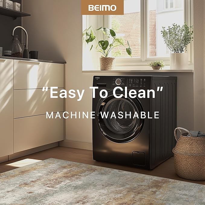 Runner Rug for Hallway Kitchen, 2'6"x10' Machine Washable Runners Rug for Entryway, Soft Modern Abstract Throw Rugs, Low Pile Floor Cover with Non Slip Backing, Orange Green