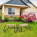 Outdoor Footstools for Patio,Backyard Patio Furniture Metal Frame Small Seat All Weather Footrest for Couch Patio Chairs 2 Pieces Beige