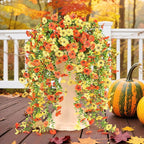 6 Bundles Artificial Fall Flowers for Outdoors Fake Plants Garden Home Fall Decor,UV Resistant Realistic Silk Faux Autumn Flower Indoor Outside Front Porch Patio Balcony Yard Farmhouse(Orange)