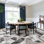 Modern Abstract 6X9 Area Rug for Living Room Bedroom Washable, with Non-Slip Rubber Backing Print Faux Wool Thin, Grey Throw Large Carpet for Kids Playroom Dining Room Pet & Child Friendly