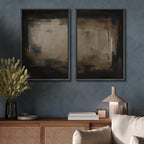 SIGNFORD Framed Canvas Print Wall Art Set Neutral Black and Brown Contemporary Minimalist Illustration Modern Art Decorative for Living Room, Bedroom, Office - 16"x24"x2 Black