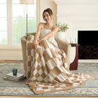 Joiedomi Throw Blanket for Couch Bed, Checkered Knitted Blankets Gifts for Women Mom Girls, Cozy Cute Soft Throw Home Room Decor Aesthetic for Women Mothers Birthday Gifts 50x70 Inches