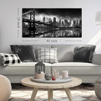 Brooklyn Bridge Wall Art for Living Room City Wall Decor for Bedroom Black Wall Decor for Office 20 x 40 Inch
