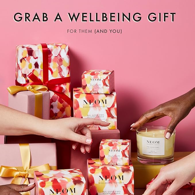 NEOM- Limited Edition Feel Good Vibes Candle |Mother's Day | Gift | Mandarin, Ylang Ylang & Jasmine (3 Wick)