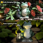YODY Solar Garden Statues Outdoor Decor- Yard Decorations for Patio, Balcony, Backyard, Lawn Ornaments - Frog Figurines with LED Light- Unique Birthday House Warming Gifts for Women, Mom, Dad