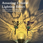 VCUTEKA Solar Lights Outdoor Metal Garden Stake Waterproof Crackle Glass Globe Garden Decor Fairy for Pathway, Lawn, Patio, Yard