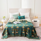 MSGKV Boho Throw Blanket Queen Size Cotton Blanket for Couch and Sofa Living Room Blanket Summer Bed Cozy Gauze Blanket 90" x 90"