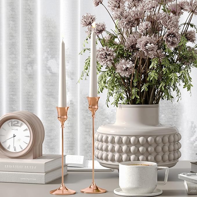 Candlestick Holders Rose Gold, 3 Packs Taper Candle Holder for Candlesticks, Candle Sticks Holder Decor for Home Decor