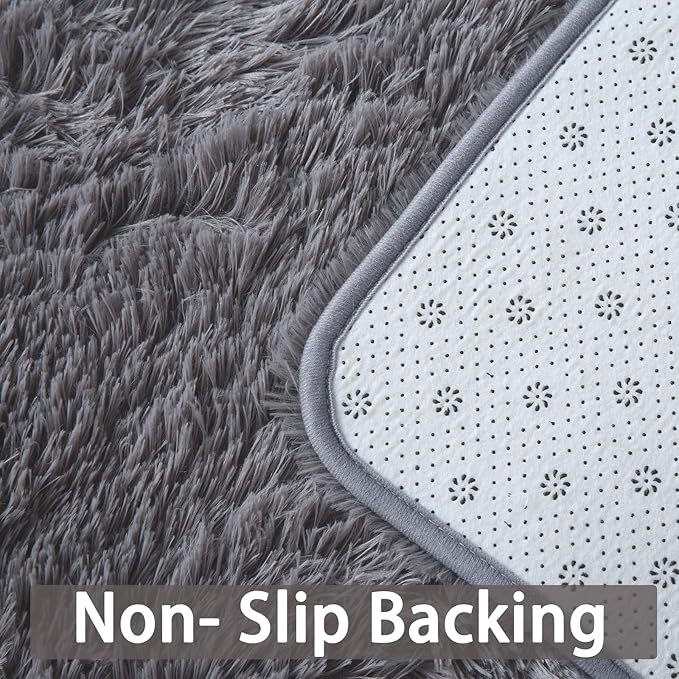 Area Rug 9x12 for Living Room - Large Soft Plush Shaggy Grey Rug for Bedroom - Modern Non-Slip Indoor Shag Fuzzy Floor Carpet