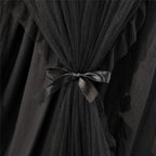 VETHIN Double Layer Princess Round Dome Canopy Bed Curtain for Girls Adults,Children Dreamy Mosquito Net,Cute Bedroom Decoration Castle Play Tent Reading Nook Canopies(Dome-Double Black)