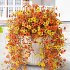 Artificial Fake Hanging Fall Flowers for Outdoor Decoration,2 Pcs Fake Silk Plant Daisy Realistic UV Resistant for Home Indoor Porch Patio Wall Balcony Yard(Orange Yellow)