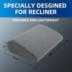 MABOZOO Memory Foam Back Support Cushion for Recliner Chair,Lumbar Support Pillow for Elderly,Extra Large Lumbar Support Pillow with Extension Straps,Grey