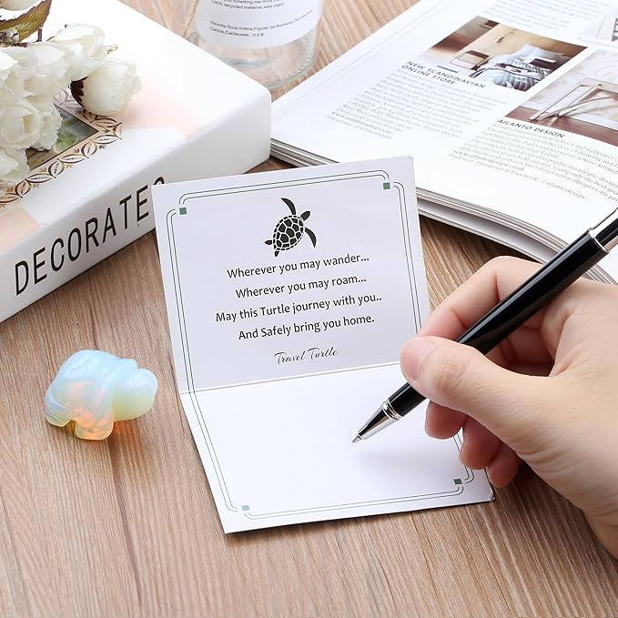 QINJIEJIE Opal Crystal Travel Turtle Figurines for Travelers Best Travel Gifts for Women Men Healing Crystals Sea Turtle Lovers Office Desk Decor Good Luck Gifts for Traveling Abroad