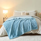 NEWCOSPLAY Super Soft Twin Blanket Blue Premium Silky Flannel Fleece 3D Clouds Stylish Jacquard Lightweight Bed Blanket All Season Use 350GSM (Blue, Twin(60"x80"))