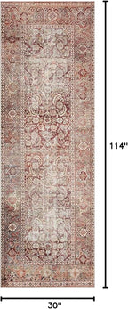 Loloi Layla Collection LAY-11 Cinnamon/Sage 2'-6" x 9'-6" .13" Thick Runner Rug, Soft, Durable, Vintage Inspired, Distressed, Low Pile, Non-Shedding, Easy Clean, Printed, Living Room Rug