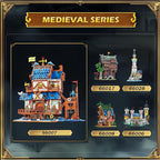 Reobrix Medieval Fishing Store Lighting Building Block Sets for Adults, Medieval Architecture Display or Home Office Decor, Creative Construction Building Kits 66007, Idea Gift for Adults