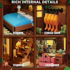 Wood Cabin Mini Building Set with Lights, Forest House Building Block Kit with Animals Stream Waterwheel, 2570 PCS Treehouse Construction Model Toy Collection for Adults Teens Boys Girls 12+