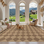 Lahome Checkered Easy Jute Rug, 9x12 Washable Dining Room Rug Indoor Outdoor Carpet, Farmhouse Neutral Non Slip Non Shedding Stain Resistance Floor Carpet for Patio Living Room Office