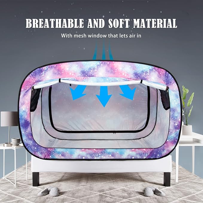 Bed Tent Full Bed Canopy Portable Dream Tent for Adult Indoor Sleeping Tents with 2 Doors Breathable Private Space Tents, Unicorn