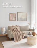 YnM Chunky Cotton Knit Throw Blanket, Cable Knit Throws for Bed Couch Sofa, Comfy & Relaxing, Decorative Piece for Farmhouse Modern Boho Rustic Scandinavian Chic Vibe, Beige 80x87 Inches