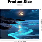 Nature Tapestry Forest Tree Sea Cave Wall Hanging, Stream Through Rainforest Landscape Wall Art Tapestry for Bedroom Living room (Blue Tears, 90"×70", Unframed)