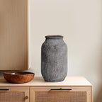 Rustic Ceramic Flower Vase, 9 inch Terracotta Farmhouse Pottery Vase for Home Decor, Farmhouse Decor, Living Room, Shelf, Office, Table Decoration