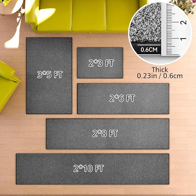 Runner Rug with Non Slip Rubber Backing, Washable Soft Floor Carpet for Kitchen, Hallway, Entryway Indoor, Bedroom, Laundry, Low Pile Area Rugs, Solid color with Pointillism style, 2*8 ft BLACK