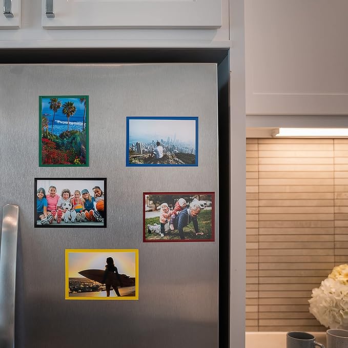 Magtech Magnetic Photo Pocket Picture Frame, Color Pops, Holds 4x6 Inch Photos, 10 Pack Assorted Colors, Made in the USA (94610)