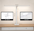 Double Head LED Desk Lamp, Architect Desk Lamps for Home Office, 24W Brightest Workbench Office Lighting-5 Color Modes and 5 Dimmable Eye Protection Modern Desk Lamp (White-Desktop, Big)