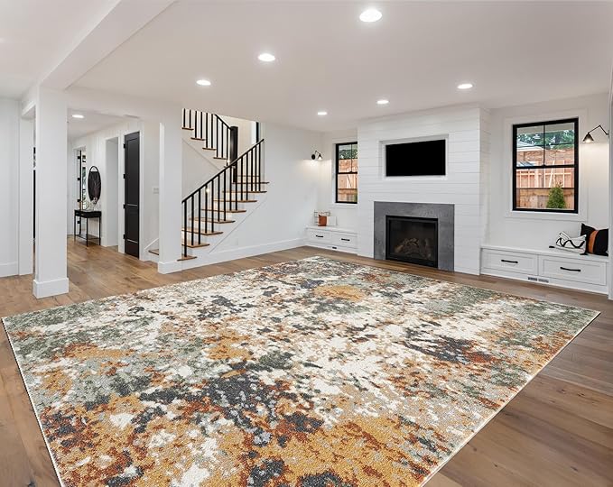 Keen Home Design Area Rugs - 10x14 Non-Shedding, Abstract Rugs for Kitchen, Living Room, Bedroom, Dining Room, Entryway - Size: 9'10" x 14', Multi