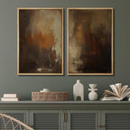 SIGNFORD Framed Canvas Print Wall Art Set Abstract Burnt Sienna and Beige Illustration Modern Art Decorative Nordic Nature for Living Room, Bedroom, Office - 24"x36"x2 Natural