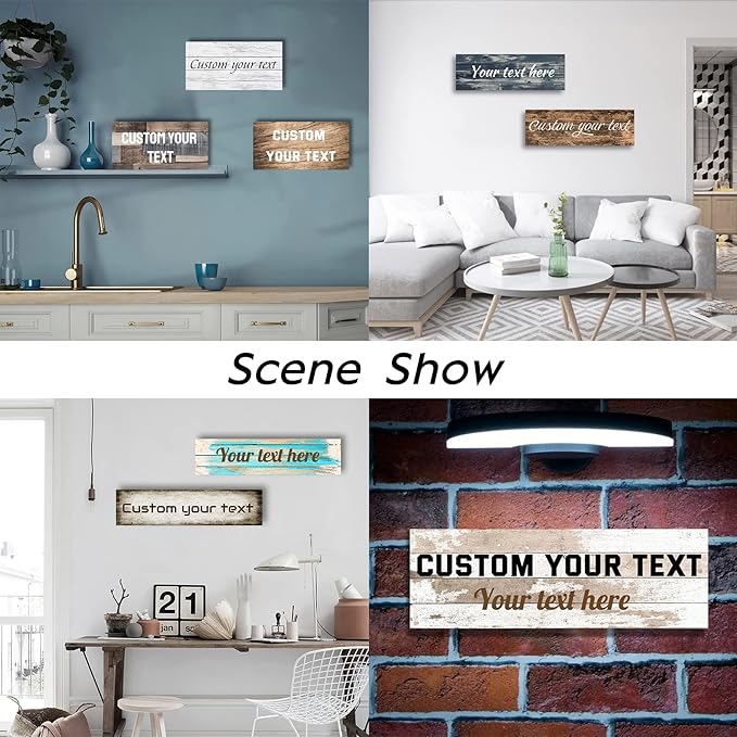 LZIMU Personalized Quotes Sign Wall Decor Custom Canvas Sign with Your Text Customized Gift for Rustic Kitchen Farmhouse Decor Framed (4"x16")