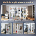 32" Wide Metal Storage Cabinet with Acrylic Doors and 4 Adjustable Shelves, 71" Tall Bookshelf, 5-Tier Freestanding Kitchen Pantry Cabinet with Anti-Tipping for Small Spaces/Kitchen/Living Room