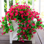 Artificial Faux Hanging Flowers Plants for Outdoor Outside Fall Decoration, 2 PCS Fake Silk Hotpink Daisy Mums Long Vines UV Resistant Realistic for Home Porch Patio Balcony Window Planter Pot