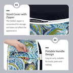 Inflatable Ottoman Stool D21 xH9 for Outdoor/Indoor Use, Water Repellent Patio Foot Rest with Portable Handle,Round Pouf Ottoman Suitable for Garden,Deck and Camping - Paisley Lapis Green