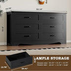 6-Drawer Dresser for Bedroom, Modern Wooden Chest of Drawers with Metal Handles, Anti-Tipping Design, Sturdy and Stable Storage Organizer for Living Room, Entryway, Home Office
