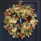 22 in Fall Hydrangea Wreath with Eucalyptus, Pinecones Orange Berries Perfect Autumn Door Wreath for Thanksgiving Harvest Decor - Rustic, Lifelike Durable for Indoor Outdoor Use