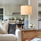 Farmhouse Lamps for Bedroom Set of 2, 28" Rustic Lamps for Living Room with USB Ports, 3-Way Dimmable Nightstand Table Lamp (Bulbs Included)