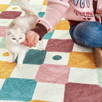 jinchan Kids Rug for Classroom 8ft Radius Corner Washable Area Rug Modern Colorful Quarter Circle Rug Soft Non-Slip Carpet for Nursery Playroom Daycare Reading Nook Living Room Confetti on Cream