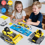 zinat 3 in 1 STEM Remote Control Bulldozer Building Set, DIY Engineering Construction Kit with APP & Remote, Educational Robot Blocks Toy, Birthday for Kids Teens Adults - 452 Pcs