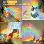 Rainbow Privacy Film with Cutting Line, 3D Decals Stained Glass Window Clings, Static Cling Window Sticker, Suncatcher - 47.24" x 157.4"
